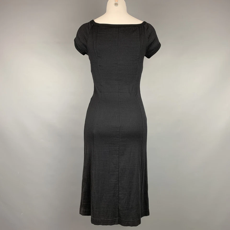 NARCISO RODRIGUEZ Talla 2 Negro Algodón Acanalado/Poliamida Cuello En V Vestido - Imagen 3 de 4