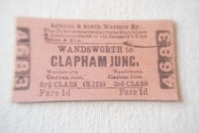 1904 Wandsworth to Clapham Junc London & South Weastern Railway Train Ticket