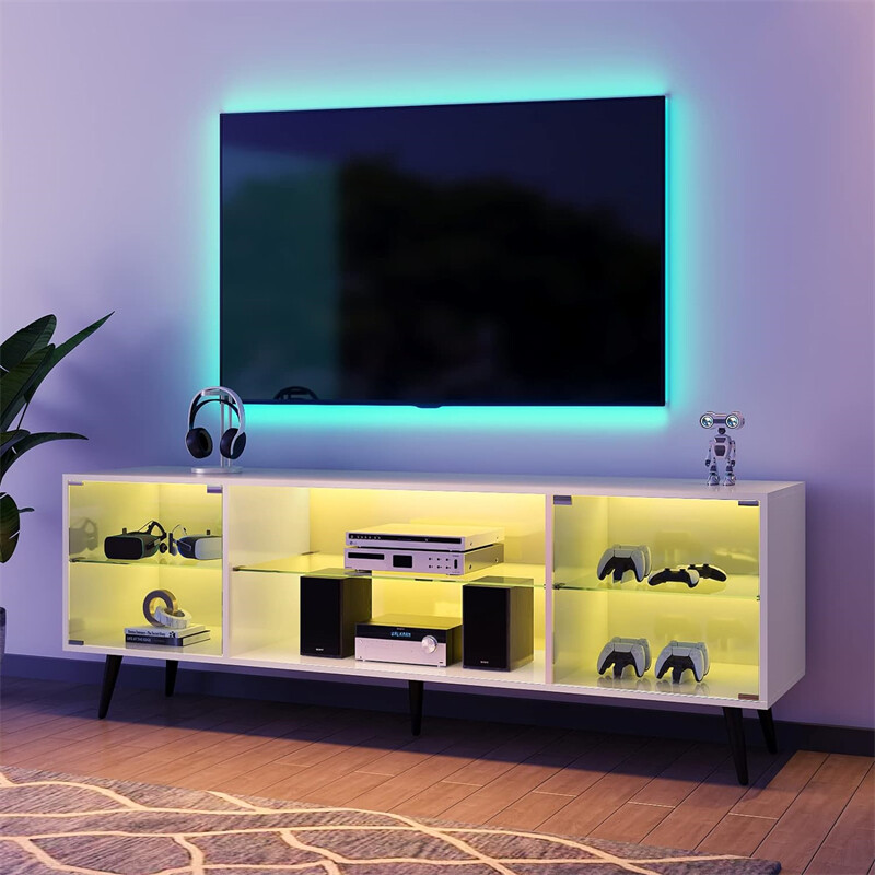 70" High Gloss Modern Entertainment Center LED TV Stand for 75