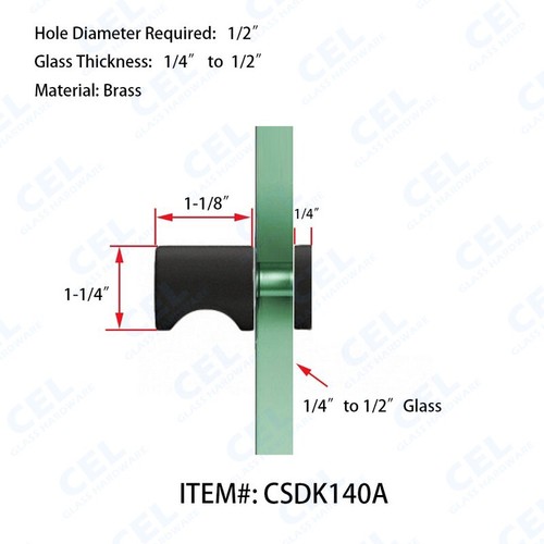 CEL - Single-Sided Shower Door Knob; Hole Diameter 1/2"; (CSDK140A) - Picture 20 of 27