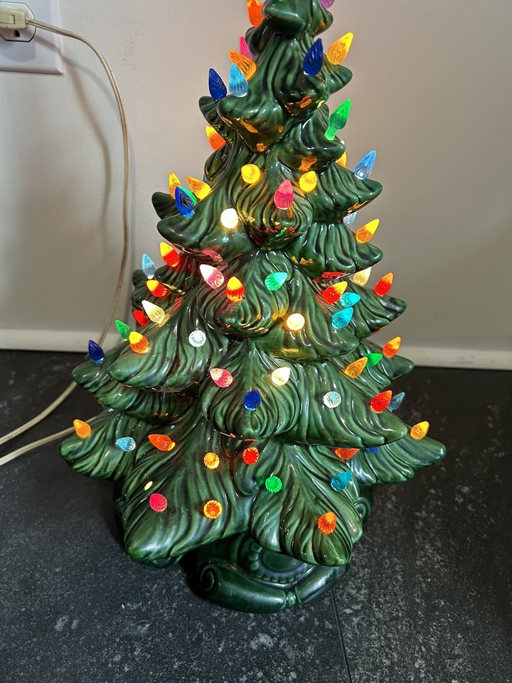 Vintage Atlantic Mold Ceramic Light Up Christmas Tree 17” Tall eBay