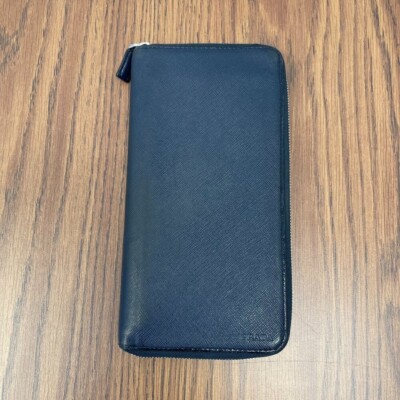 Prada 2ML220 Navy Saffiano Leather Long Wallet w/ Pockets Galore! - Preowned
