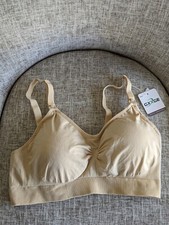 GXXGE Health Comfortable Nursing Bra Seamless Maternity Beige Pads Womens Large