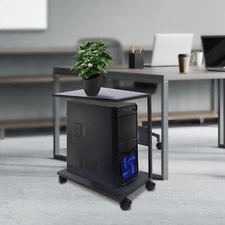 2-Tier CPU Holder Cart Under Desk Computer Tower Stand Mobile PC Tower Stand NEW