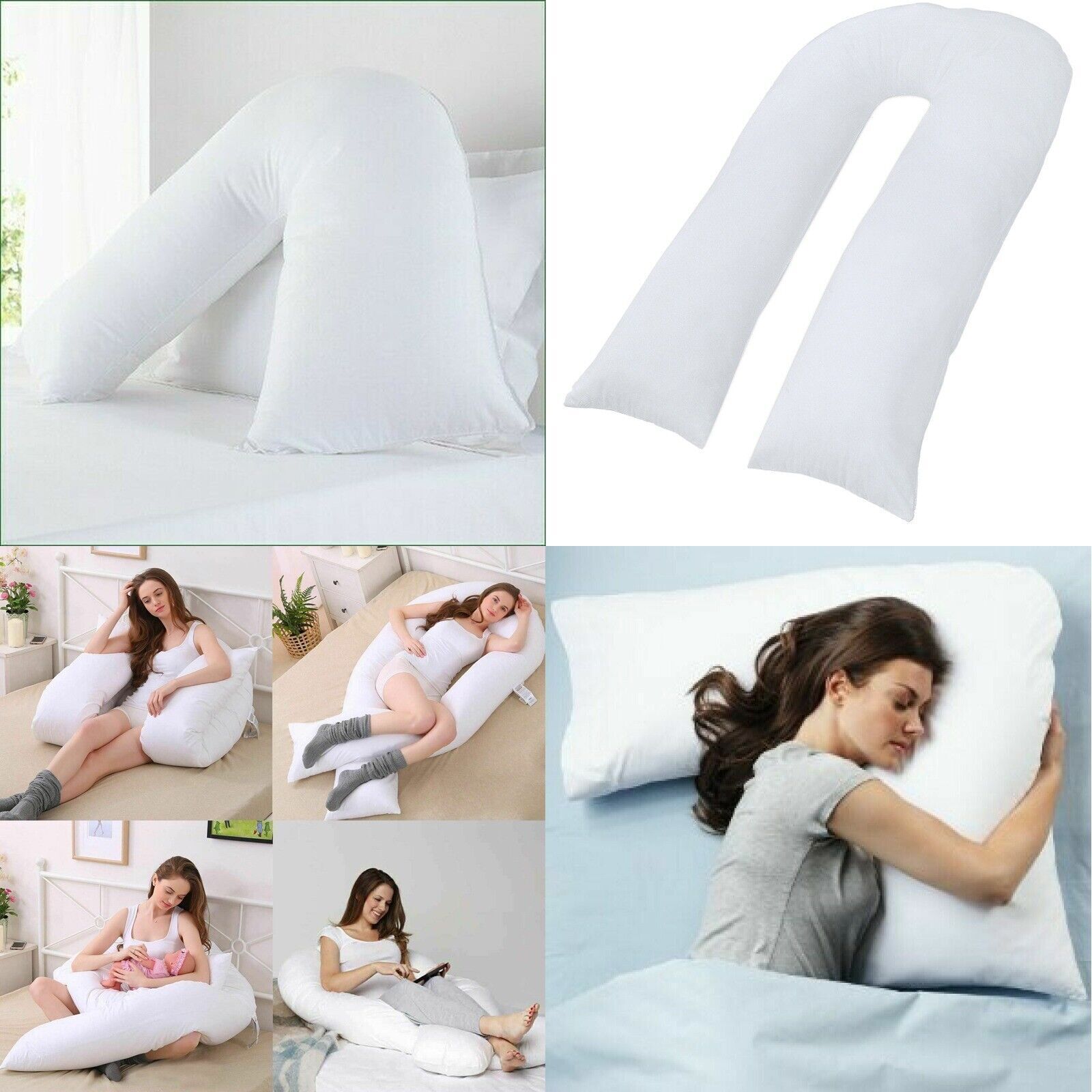 Extra Fill Comfort V or U Pillow Full Body Maternity Pregnancy Support