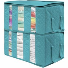 Foldable Storage Bag Organizers, 3 Sections Great for Clothes, Blankets, Closets
