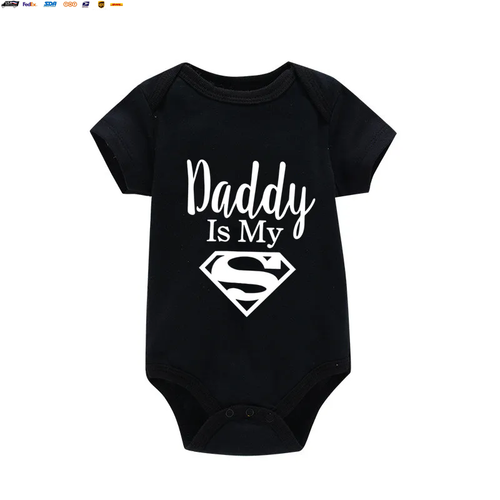 Baby Romper Newborn Baby Boys Girls Clothes Gold Daddy Is My Hero Funny Print In - Picture 9 of 12