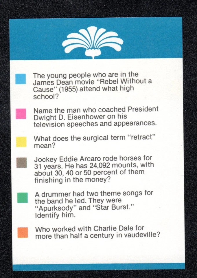 Винтажная игровая карточка Eddie Arcaro Jockey Horse Racing 1981 Trivia - Изображение 2 из 2