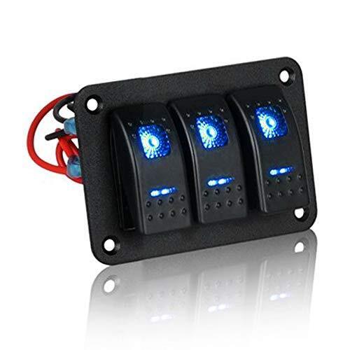 3-Gang Kippwippe Schalter Panel LED Wippe 12V 20A Schwerlast - Dualfunktion - Bild 4 von 13