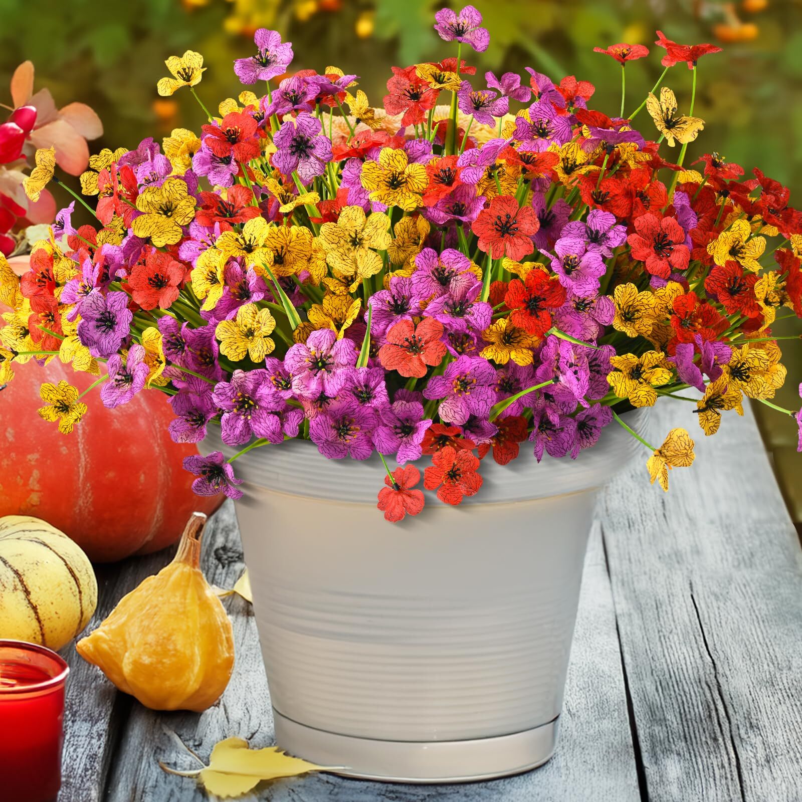 Artificial Fake Plants Flowers for Outdoor Summer Decoration,24 Bundles Fake ...