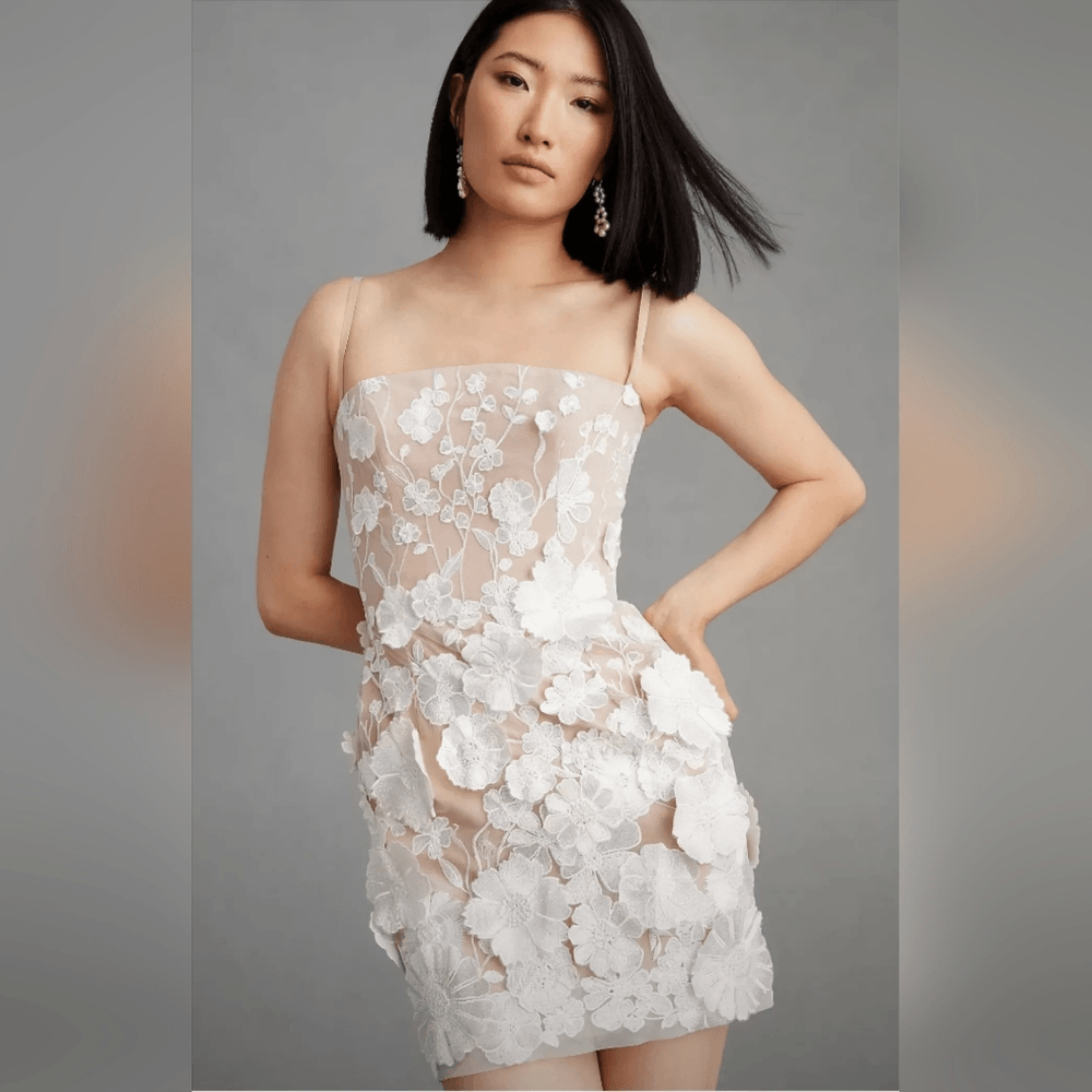 Anthropologie Helsi Structured 3D Floral-Embellished Mini