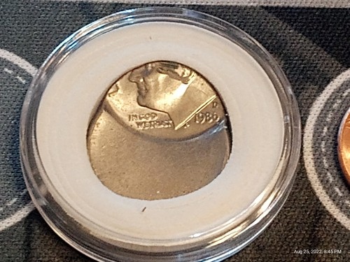 D 10c Roosevelt Dime Struck 1986 75% fuori centro e crepato - Foto 4 di 11