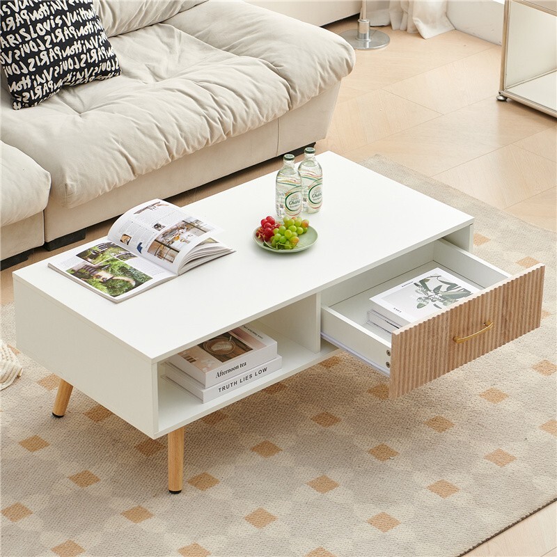 Coffee Table Modern Rectangle Center Table w/ Storage Drawer