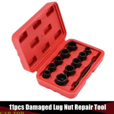 11PCS Locking Wheel Nut Remover Grip N Twist Sockets Damaged Rounded Bolts Tool