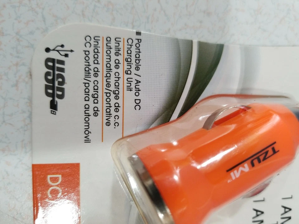 Adaptador Portátil Cargador Coche USB Tzumi Automático 12V DC NIP Naranja Foto 2 de 4