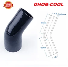45 Degree ID 38mm 1 1/2" to 1 1/2" 3-Ply Turbo Silicone Elbow Hose  Pipe Black