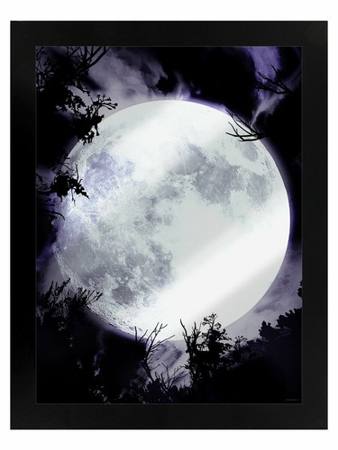 Celestial Moon - Framed Mirrored Tin Sign, Luna, Night Sky, Lycan, Gothic Gift - Picture 1 of 5