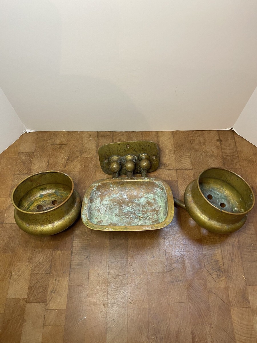 Antique Victorian Copper Soap Dish Holder Sponge Cup Holder Swing