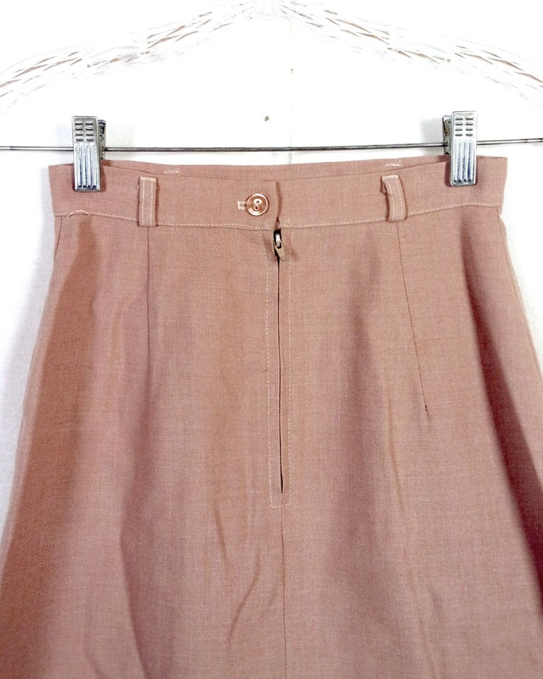 vtg 70s retro Solid Beige Pencil / ALine Cotton Wool Blend Skirt sz 23 waist eBay