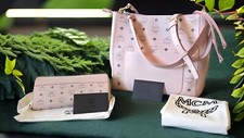 Mcm Medium Hobo Crossbody Shoulder Bag Purse In Pink Leather /and Wallet Used.