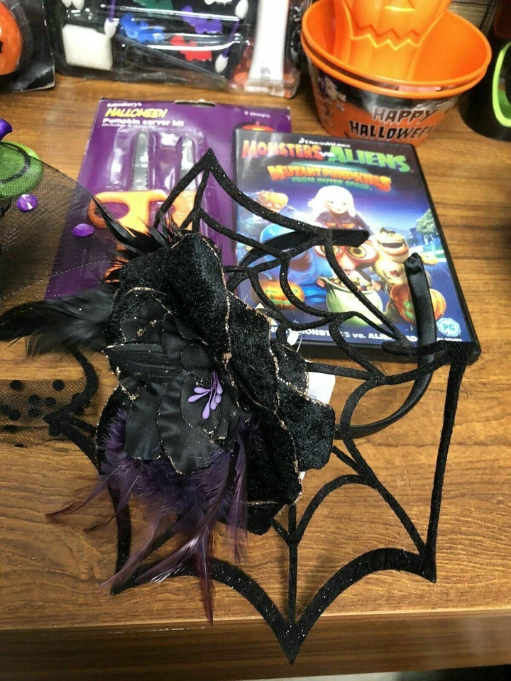 Halloween Family Bundle 6 Costumes Skeleton Vampire Hats Glasses Tableware DVD - Image 4 of 4