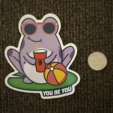 DUTCH Bros YOU Be YOU Frog SEPTEMBER 2024 STICKER Collectible PURPLE Sunglasses