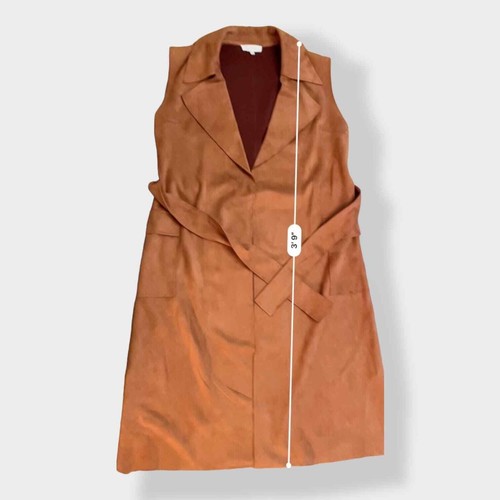 Anthropologie Solitaire Faux Suede Sleeveless trench jacket size L - Picture 3 of 8