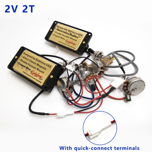 For Gibson Guitar Humbucker Pickups with 2V2T Wiring 2C Quick-connect Terminals