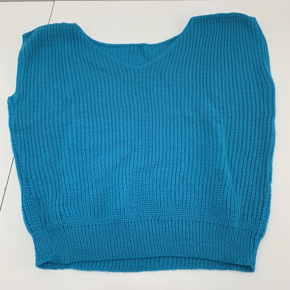 2 vintage 80s Blue knit sweater vests V Neck Or Crew Neck Preppy M L eBay
