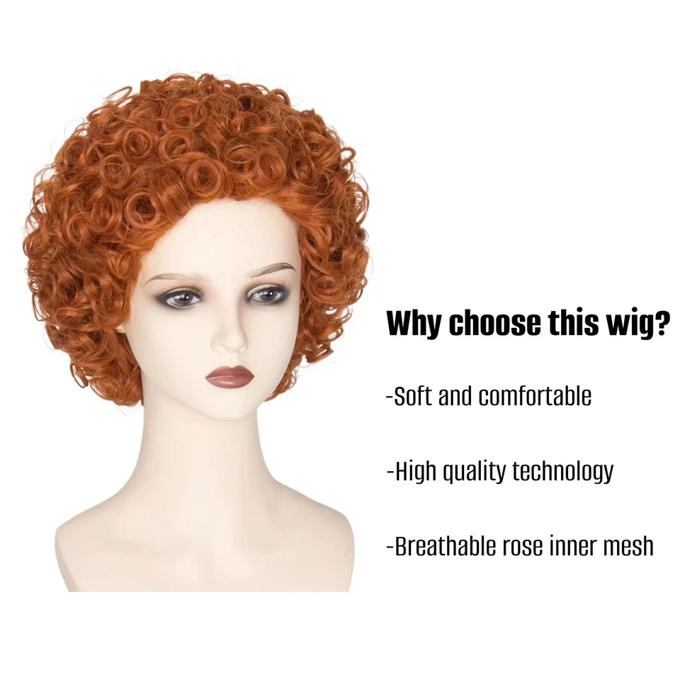 Peluca Roper Mujer Corta Roja Rizada Afro Peluca Juegos con disfraces Fiesta Peluca Foto 2 de 4