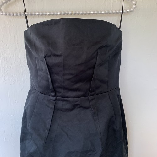 Theory Black Satin Croset Mini Cocktail Dress Size 00 - Picture 6 of 11