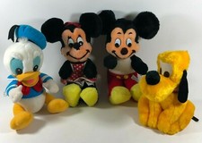 Vintage Walt Disney Mickey Mini Mouse Pluto 1984 Donald Duck 15" Plush Lot of 4