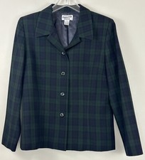 Vintage Pendleton 100 Virgin Wool Women's Blazer Jacket Blue Green Plaid Sz 12