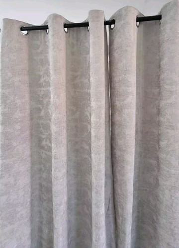 Studio G Topia Tende Geometriche in Ciniglia con Occhielli, ARGENTO 44x90" 112x229cm - Foto 4 di 12
