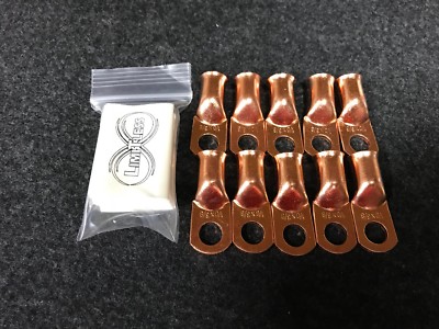 Limitless Lithium 1//0 copper lugs W heat shrink Car audio 10 pack Wire Sky high