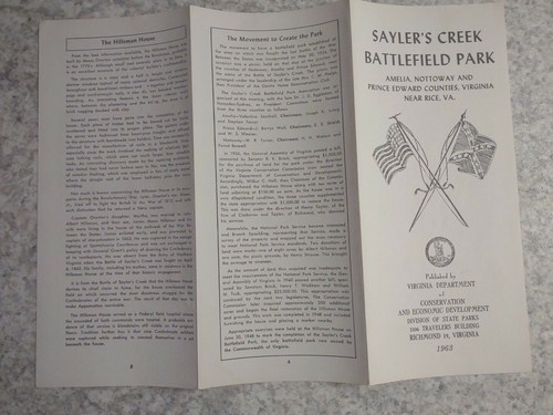 Saylers Creek Vtg Civil War Brochure Battlefield Park 1963 Advertisement - Picture 4 of 5