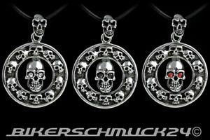 Verzierter Totenkopf Edelstahl Zirkonia Halskette Anhänger Bikerschmuck Geschenk