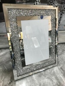 frame crushed diamond mirror glass 7x5 sparkle trim