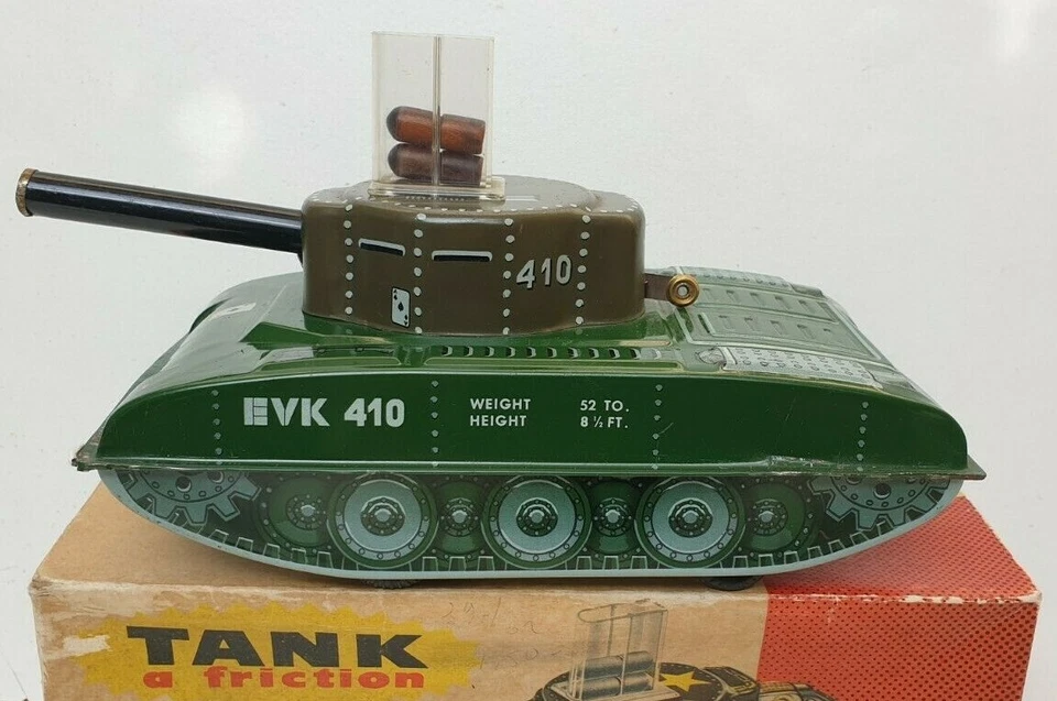 Rare Char tank FJ France-Jouet neuf boite jouet ancien en tôle époque Joustra - Photo 2/4