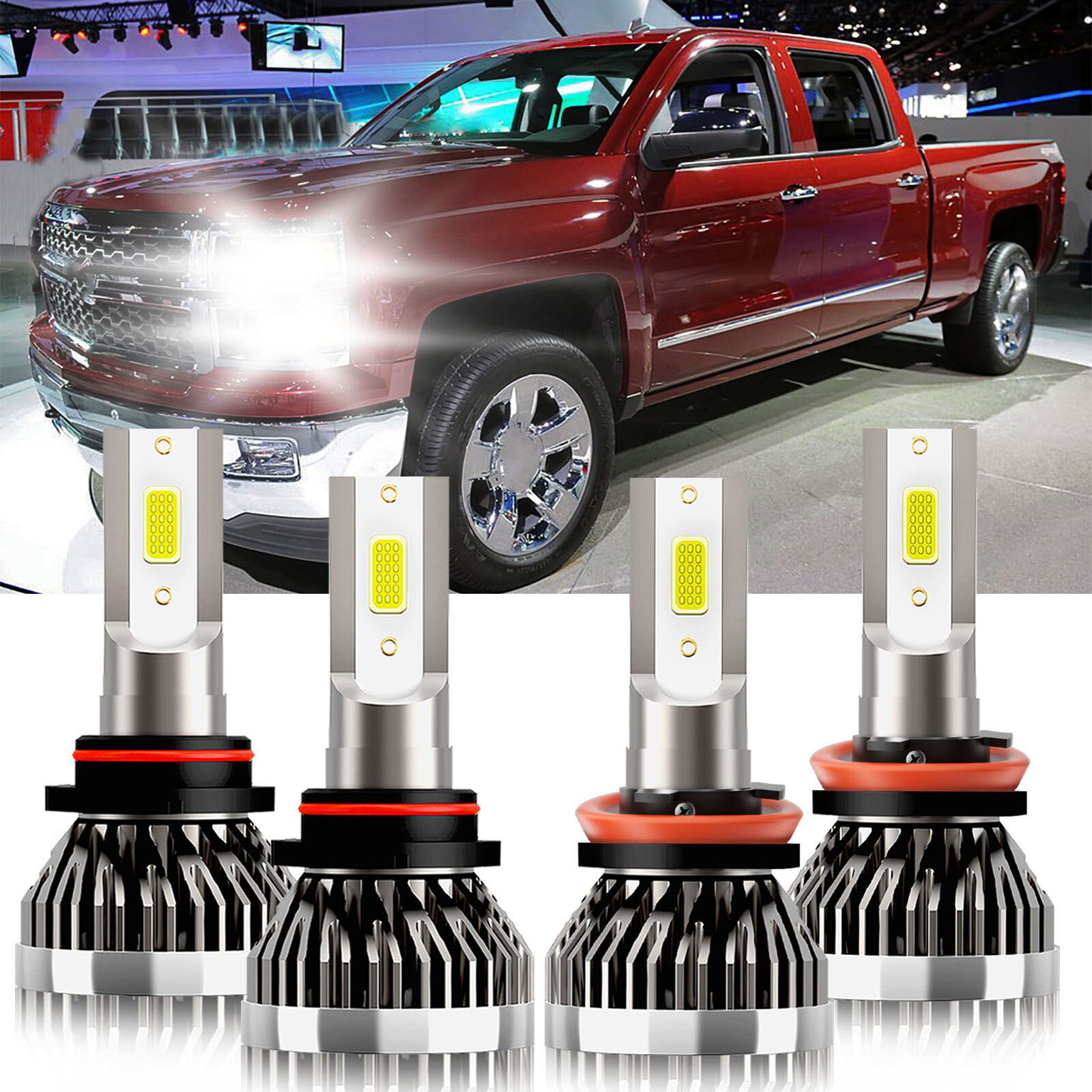For Chevrolet Silverado 1500 2007-2021 6000K LED Headlight Bulbs Hi Low Beam