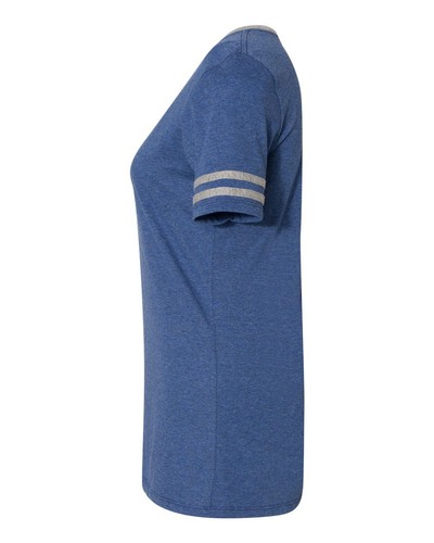 Jerzees Triblend Women's V-Neck Varsity T-Shirt - True Blue Heather/Oxford - ... - Picture 2 of 4