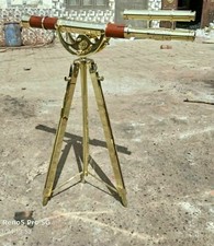 Brass Telescope Nautical Floor Standing Double Barrel Telescope With Brass Stand