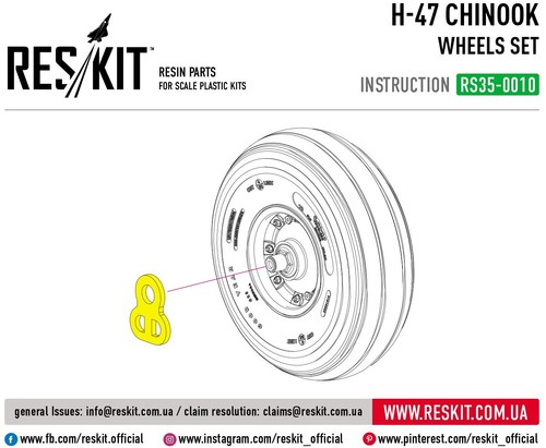 H-47 "Chinook" Wheels Set - Scale 1:35 ResKit RS35-0010 - for Plastic Model Kit - Bild 2 von 2