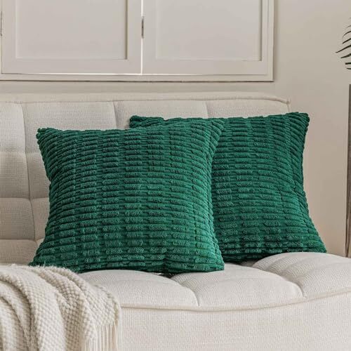 Soft Corduroy Throw Pillow Covers 24x24 inch Set of 2 24''x24'' Dark Green - Bild 1 von 6