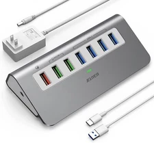 Powered Usb 3.2 Hub Gen 2,7-Port Usb C/usb 3.1 To Usb Hub Multiport Adapter(4x 1