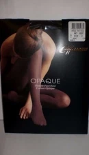 New CAFFARENA Opaque All Sheer Reinforced Toe with Stop Run Pantyhose Black  C