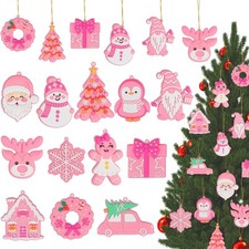 Pink Christmas Ornaments for Tree Decorations  12pcs PVC Pastel 12pcs,