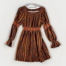 Anna Sui For Target Dress Small Rust Bohemian Hippie Retro Mod