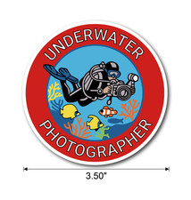 3.5" DECAL Sticker UNDERWATER PHOTOGRAPHER Wreck Diver Scuba Diving Dive Flag