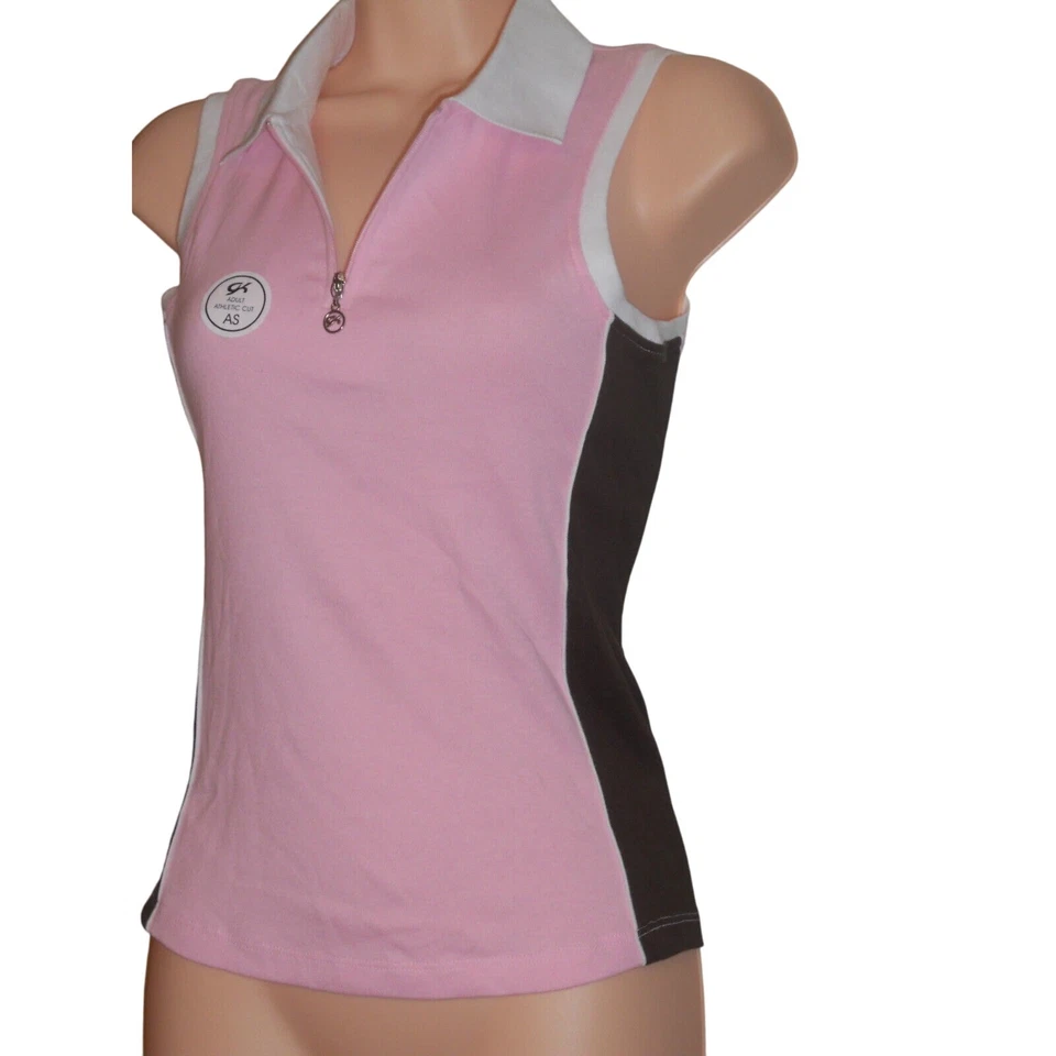 GK Elite Ropa Deportiva Rosa, Blanco y Marrón Corte Atlético Tejido Top Cremallera Frontal Talla S Foto 3 de 4